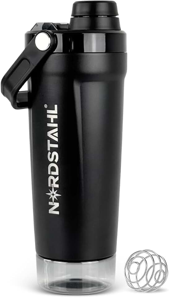 Isolierter Edelstahl Protein Shaker 610 ml mit Pulverfach