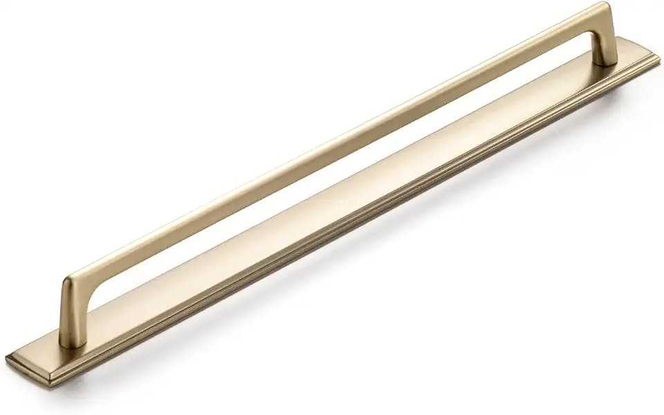 Goo-Ki 2 Packed Champagne Bronze Cabinet Pulls with Long Backplate-12.6''(320MM) Hole Centers Drawer Pulls for Kitchen