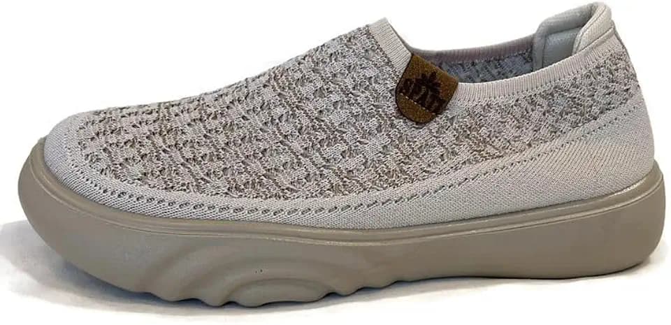 SPATI Women's Comfortable Mesh Breathable Slip-On Shoes Sneakers, Lightweight, Anti-Slip Thick Sole Flat Shoes for Travel & Walking, Casual Loafers for Spring, Summer, and Autumn
