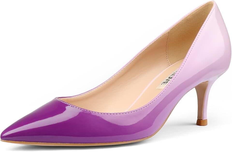 JOY IN LOVE Women's Pointed Toe Kitten Heel Pumps
