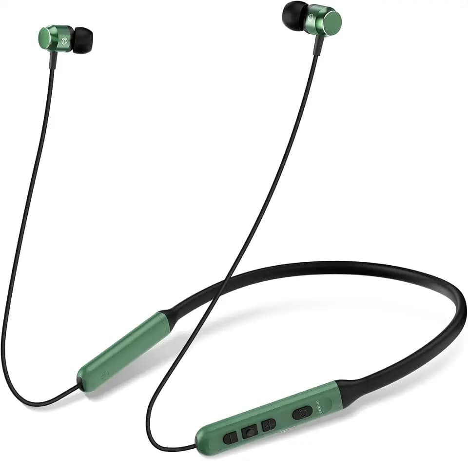 Neckband Bluetooth Headphones, Wireless Bluetooth 6.0 Earbuds with Microphone, Comfortably Light, Deep Bass Earphones 35H Playtime, IPX5 Waterproof, Magnetic Headset for Workout (Olive Green)