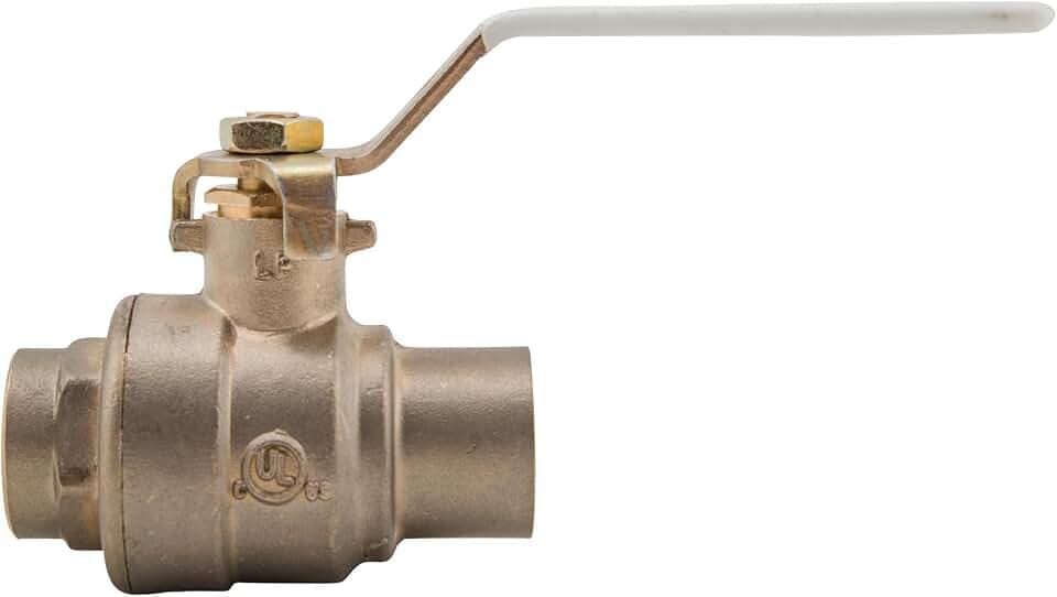 Watts LFFBVS-3C-M1 2-Piece Full Port Ball Valve, 3/4 Inch, Solder End Connections, Brass Body and Chrome Plated Brass Ball, Bottom-Loaded Blowout Proof Stem and Steel Handle