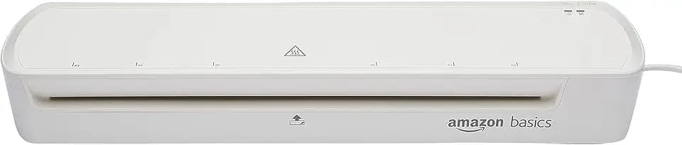 Amazon Basics Thermo-Laminiergerät, DIN A3-Format, inklusive 20 x Laminierhüllen, Weiß