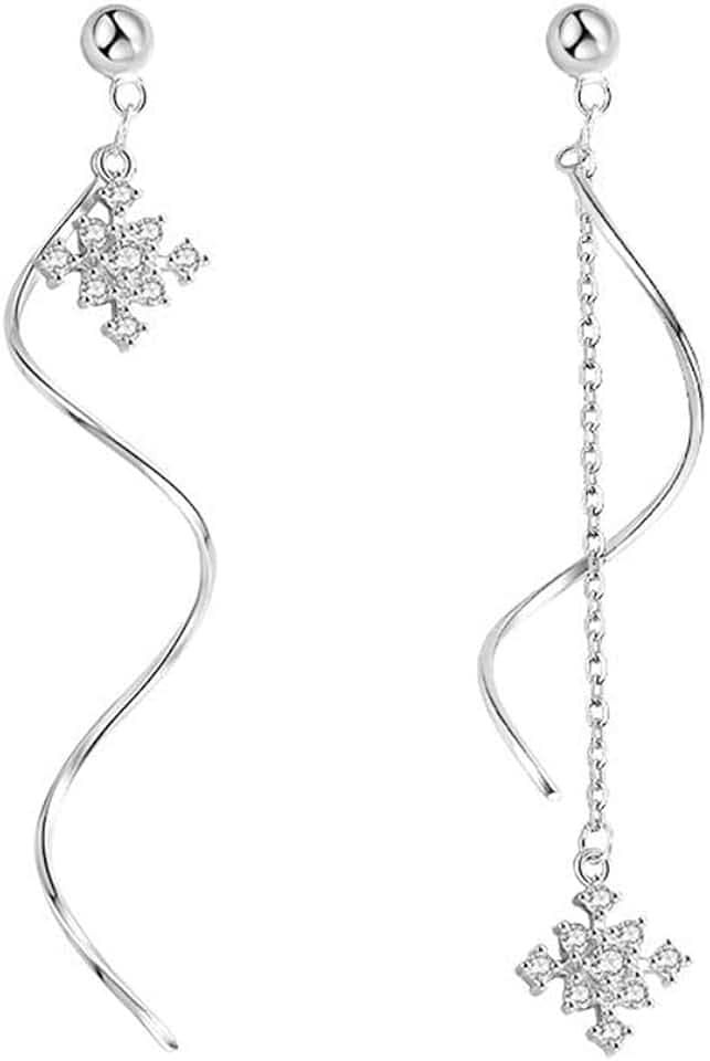 SLUYNZ 925 Sterling Silber Schneeflocke Ohrringe Kette für Damen - Baumeln Hängend Ohrhänger