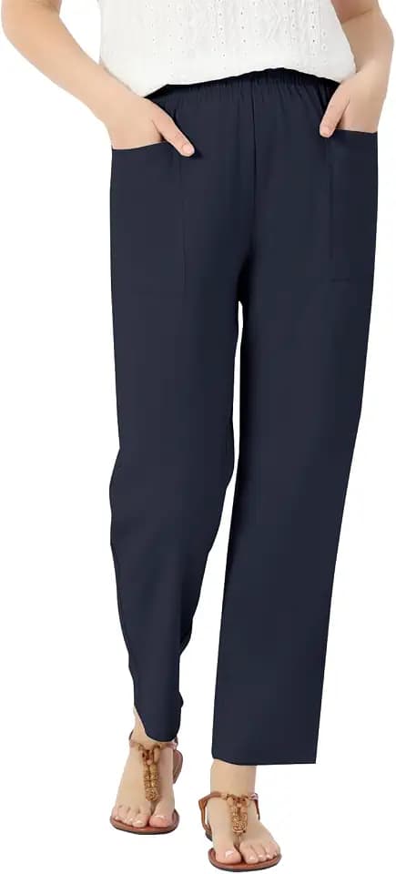 keriffe Linen Casual Summer Pants for Women with 2 Pockets