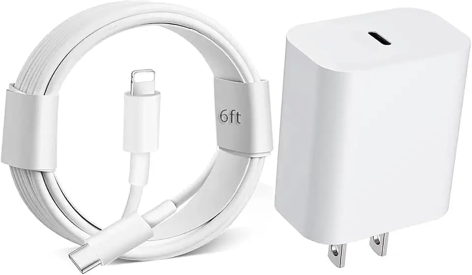 iPhone Fast Charger, 20W PD Fast Charger Type C Power Wall Charger Block with【Apple MFi Certified】 6FT USB C to Lightning Cable