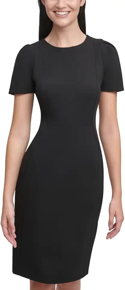 Calvin Klein Short Sleeved Seamed Sheath Dress