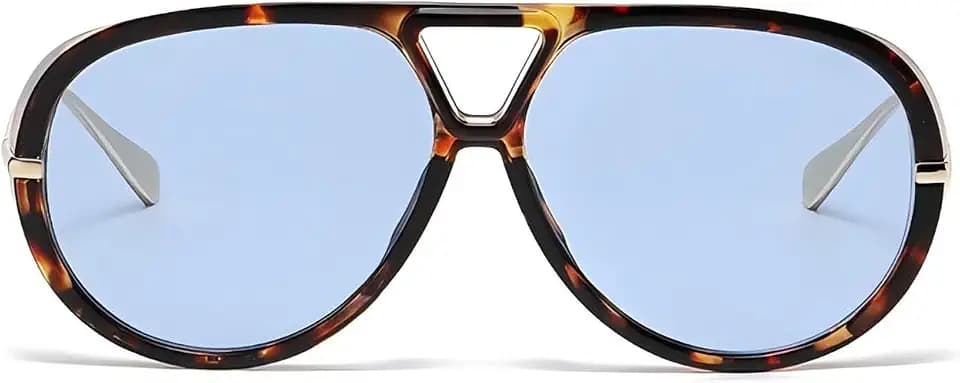 Trendy Oversized Aviator Sunglasses for Women Men Luxury Vintage Shades Retro Metal Sunglasses Shield