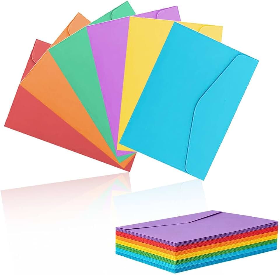 60 Stück Mehrfarbig Umschläge, Briefumschläge Bunt, Bunte Briefumschläge, Bunte Umschläge, für Weihnachten, Erntedankfest, Hochzeit, Geburtstag(11.5x8cm)