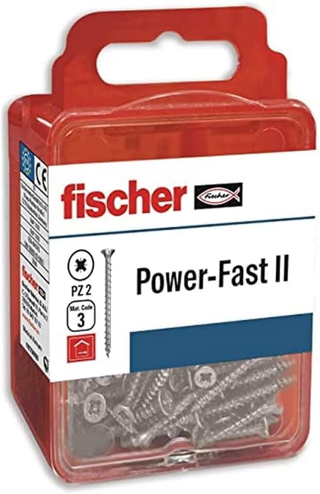 fischer Power-Fast II Spezialschrauben für Holz, 3 x 30 mm, zum Verschrauben von Holz, Verbindung von Massivholz oder Befestigung von Holzteilen