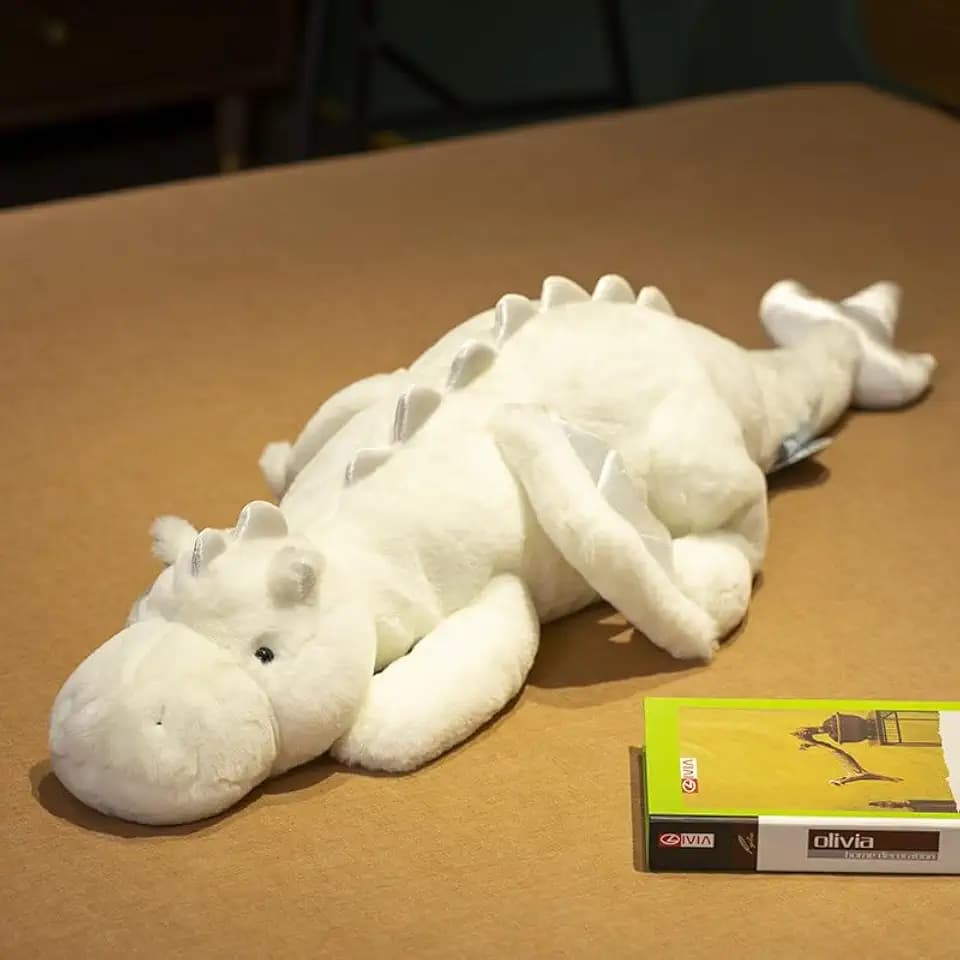 Giant Weighted Dragon Stuffed Animal 7Lbs, Soft White Plush Toy 51.2" White Stuffed Dragon for Kids and Adults
