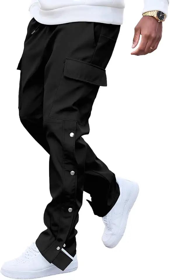 Men's Cargo Pants Workout Joggers Lightweight Sweatpants Hiking Drawstring Tactical Pants with Multi Pockets