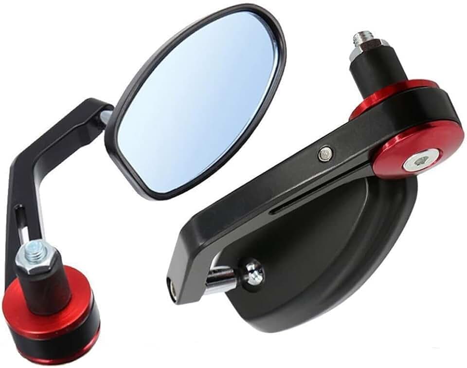 ViZe 7/8'' 22mm Außenspiegel Motorrad Spiegel Hinten Universal Spiegel Motorrad Für Yamaha Honda Triumph Ducati Motiv Schwarz
