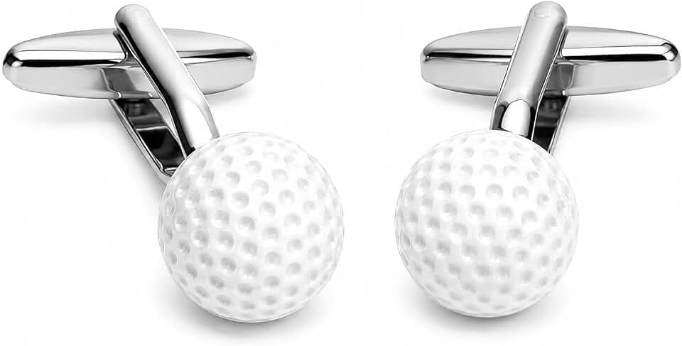 Mens White Golf Ball Cufflinks Husband Idea Golfer Cufflinks with Travel Presentation Gift Box for Country Club 18 Holes Golf Course Wedding Party Groomsmen Groom
