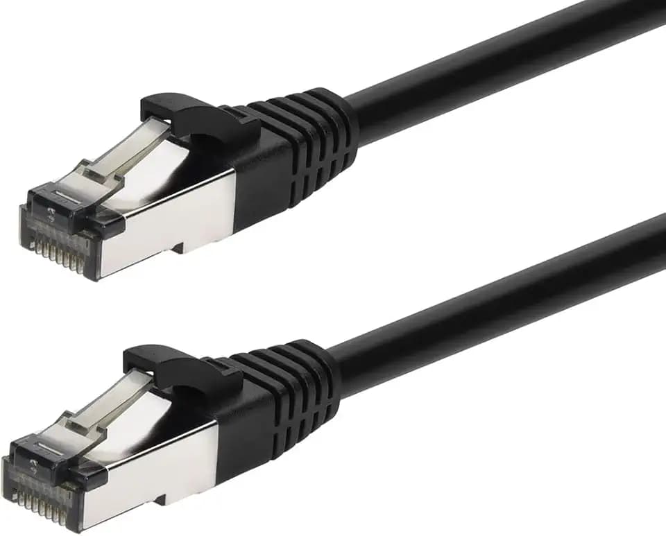 Monoprice Cat8 Patch Cable - 20 Feet - Black | Double Shielded (S/FTP), 28AWG, 2GHz, 40G, Pure Bare Copper, Snagless RJ45, Ethernet Cable