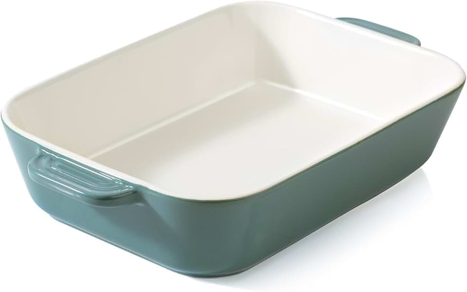 LarqeeWare Ceramic 9x13 Baking Dish, 4.5QT Casserole Dish, Deep Lasagna Pan