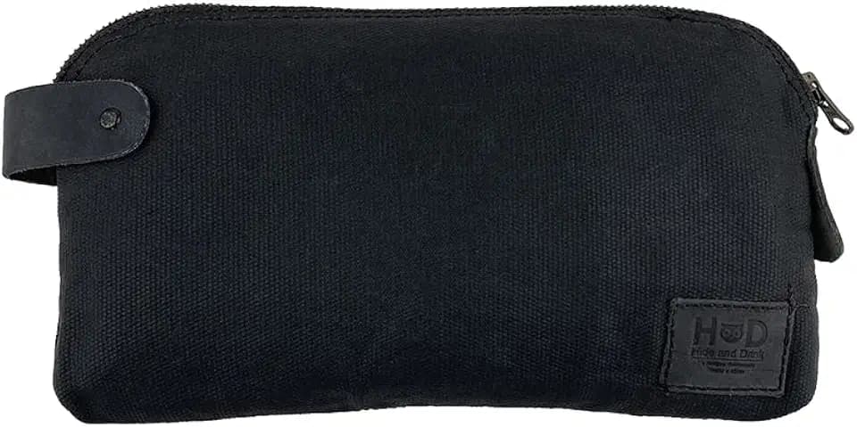 Hide & Drink, Large All Purpose Dopp Kit Utility Bag, Waxed Canvas, Handmade, Charcoal Black