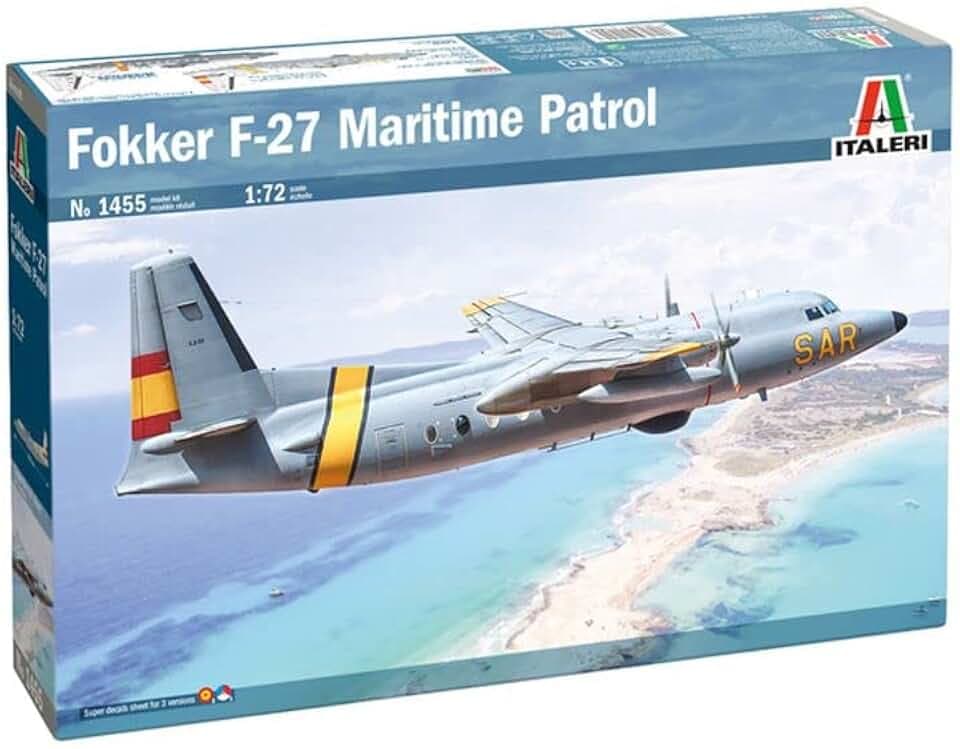 ITALERI -1455 Fokker F-27 Maritime Patrol, Maßstab 1:72, Model Kit, Modell aus Kunststoff zum Zusammenbauen, Modellbau, IT1455
