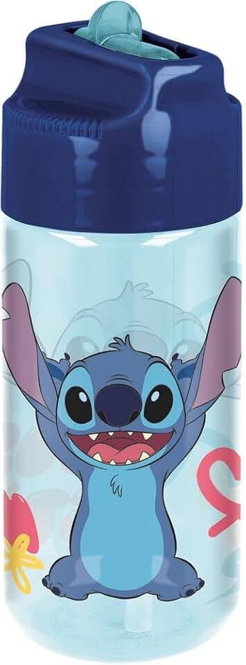 Tataway Ecozen Stitch Disney Trinkflasche für Kinder, 430 ml — BPA-freie Tropfflasche mit luftdichtem Verschluss und Klapptülle — ideal für Schule, Kindergarten, Sport und Ausflüge — Leicht und robust