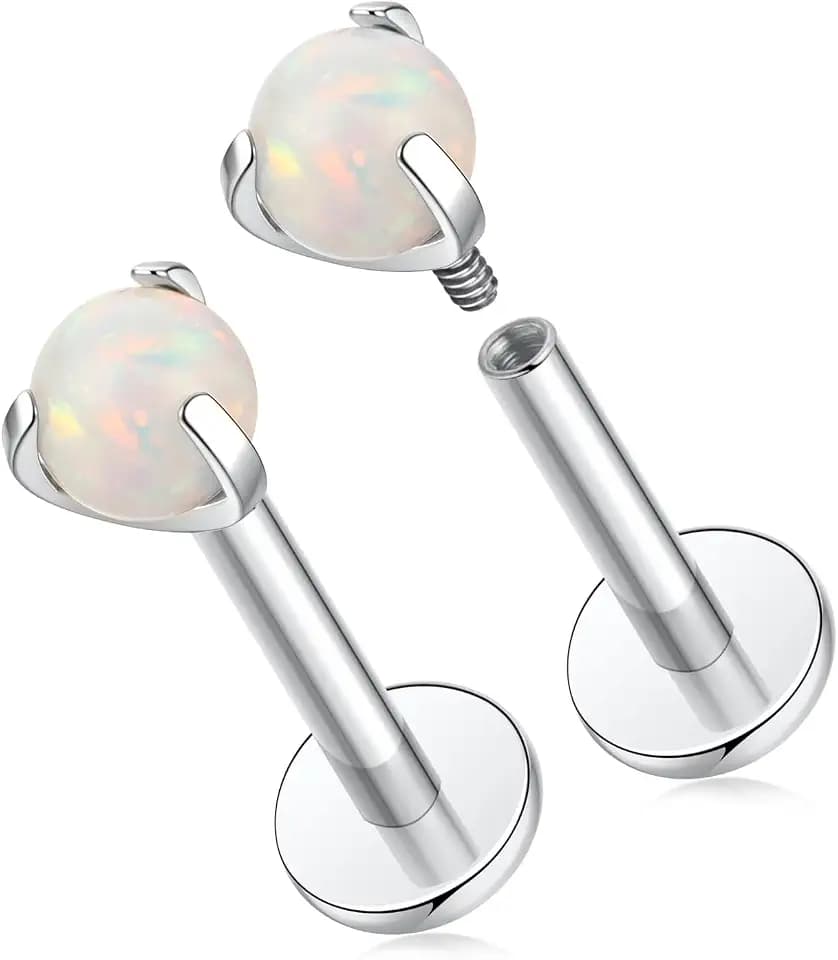 GAGABODY Internal Threaded Labret Studs Nose Flat Back Piercing Earrings