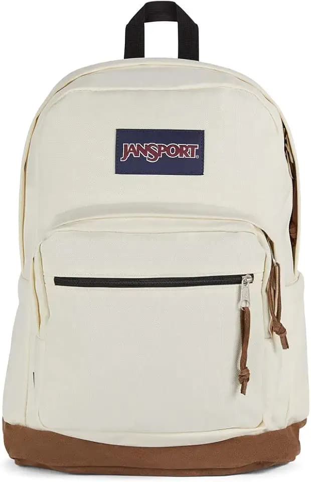 JanSport Right Pack Backpack - Durable Daypack with Padded 15" Laptop Sleeve, Spacious Main Compartment & Integrated Water Bottle Pocket - Coconut