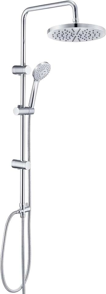 JOHO Edelstahl Duschsystem mit Regendusche ohne Armatur, ABS 20 cm Chrom