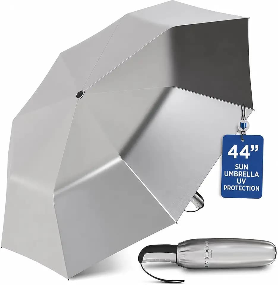 UV-Blocker Sun Umbrella UV Protection Single Canopy - Auto Open/Close, Wind-resistant Sun Umbrella with 50+ UPF
