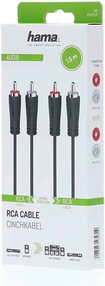 Hama Kabel 2x Cinch - 2x Cinch (RCA, Stereo, Kabel, Audio, 2xRCA, 1,52m) schwarz
