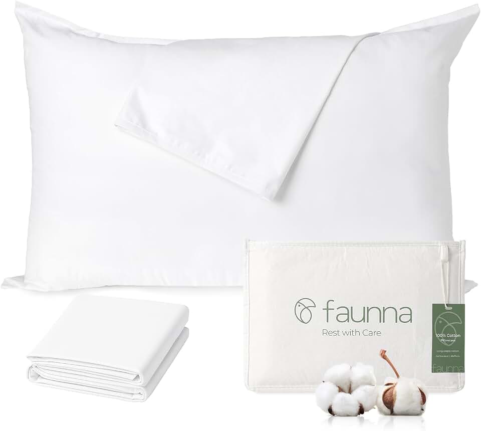 FAUNNA Milbendichte Kissenbezüge 40 x 80 cm, 2er-Set, Weiß, 100% Baumwolle