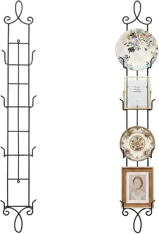 HOHIYA 42" Wall Plate Display Rack 2 Pack 4 Tier Metal Holder Black