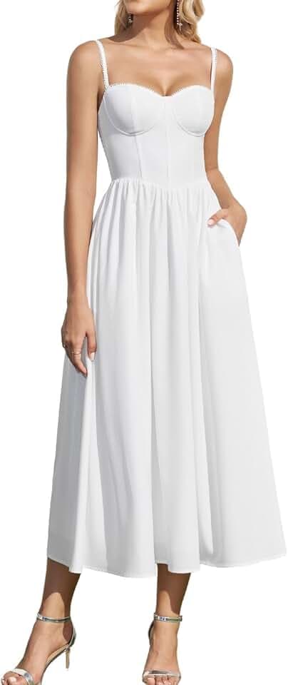 Parthea Summer Floral Corset Midi Dress for Women