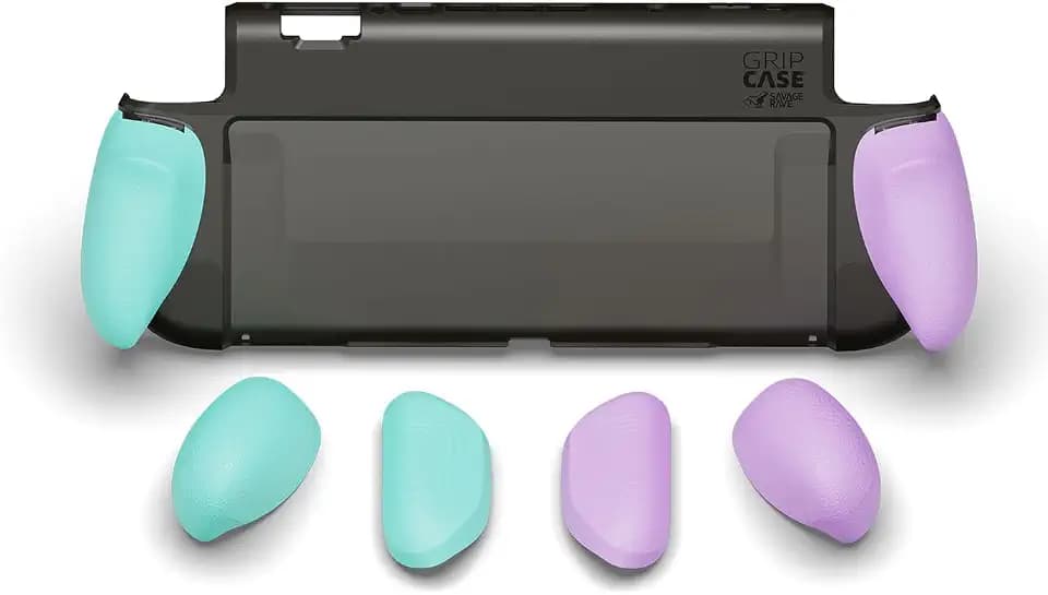 Savage Raven By Skull & Co. GripCase: Soft Protective Case with Replaceable Grips for Nintendo Switch 2- Light Purple/Light Green
