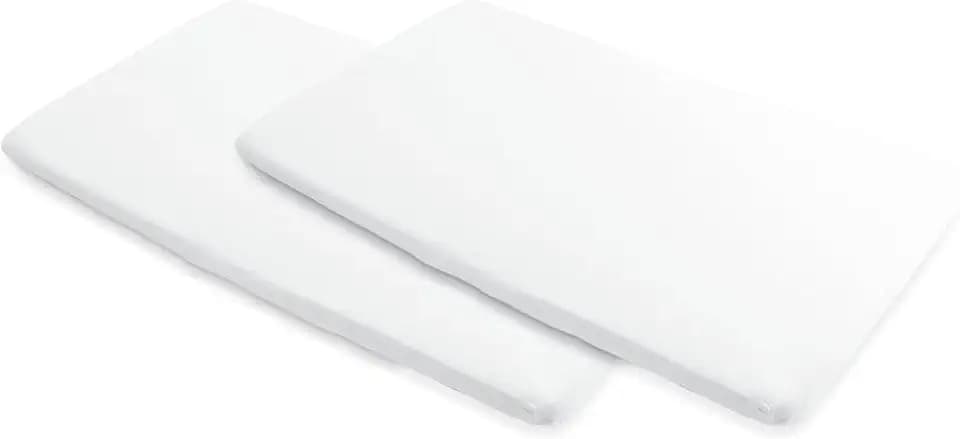 Maxi-Cosi Merlin 2-in-1 Waterproof Bedsheets, Baby Cot Bedding, Waterproof Mattress Protector, Bedside Crib Fitted Sheets for Maxi-Cosi Merlin Travel Cot, Set of 2 Bedside Crib Sheets, White