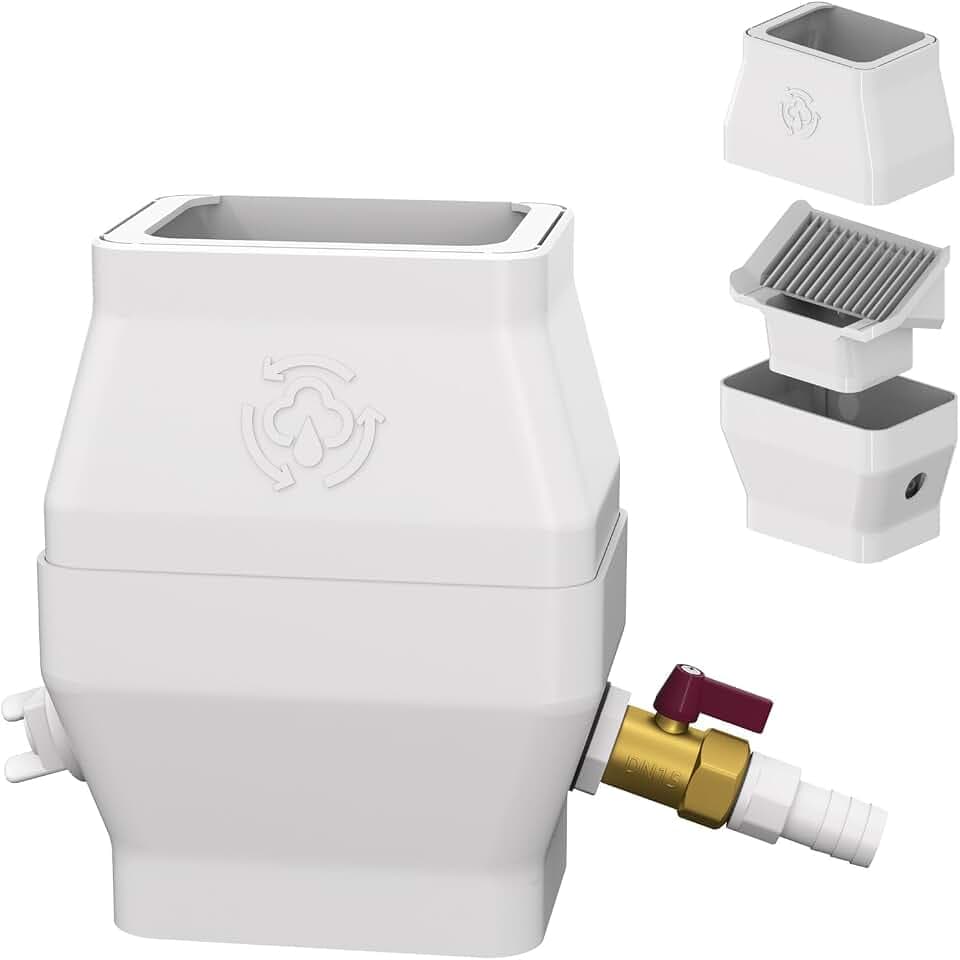 Rain Barrel Diverter Kit for 2"x3" or 3"x4" Gutter Downspouts, Rainwater Collection System with Filter and Brass Spigot – Rain Catcher Kit, Hose Not Included