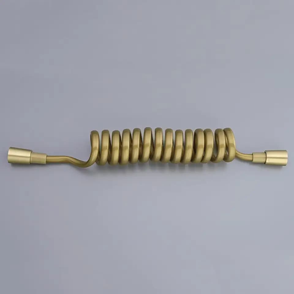 Bidet Schlauch für Toilette,Einziehbarer Brauseschlauch,Messing-Anschluss Spiralschlauch,Flexibler Feder-Brauseschlauch,Gold,1,5M