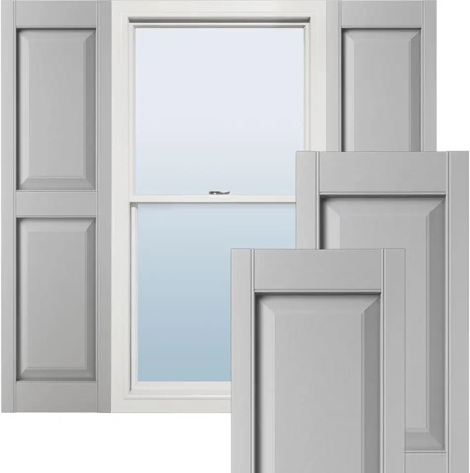 12"W x 60"H Lifetime Vinyl, TailorMade Two Equal Panels, Raised Panel Shutters, w/Shutter-Loks (Per Pair), Paintable