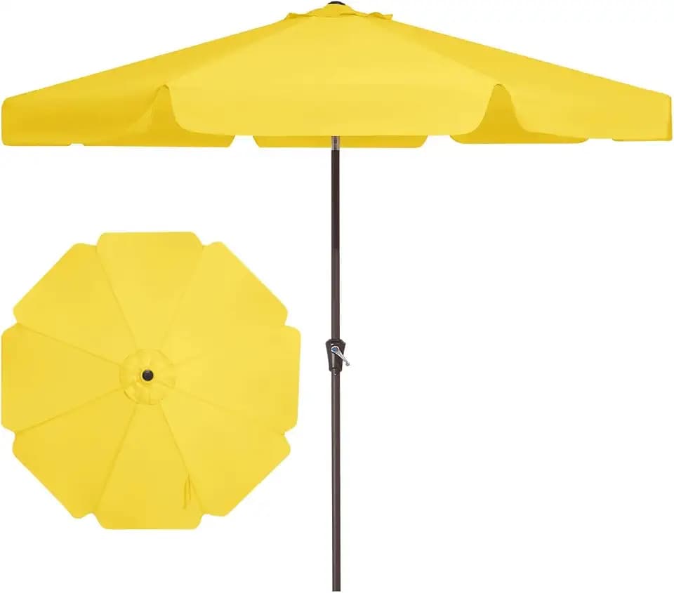JEAREY 9 Ft Patio Umbrella, Outdoor Market Umbrella, Crank and Tilt,Yellow
