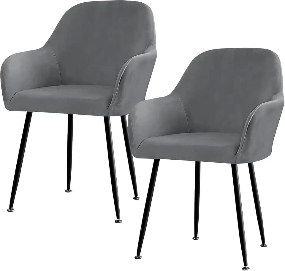 Mumjooyi Stretch Stuhlbezug 2er Set Stuhlhussen mit Armlehne Elastischer Stuhlbezug Sessel Schonbezug Abnehmbare Stuhlhussen Samt für Esszimmerstühle Schminktisch Stuhl