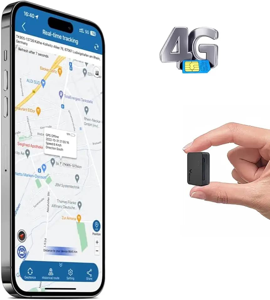 TKMARS Mini GPS Tracker 4G, 1500mAh 60 Tage Langzeitbatterie