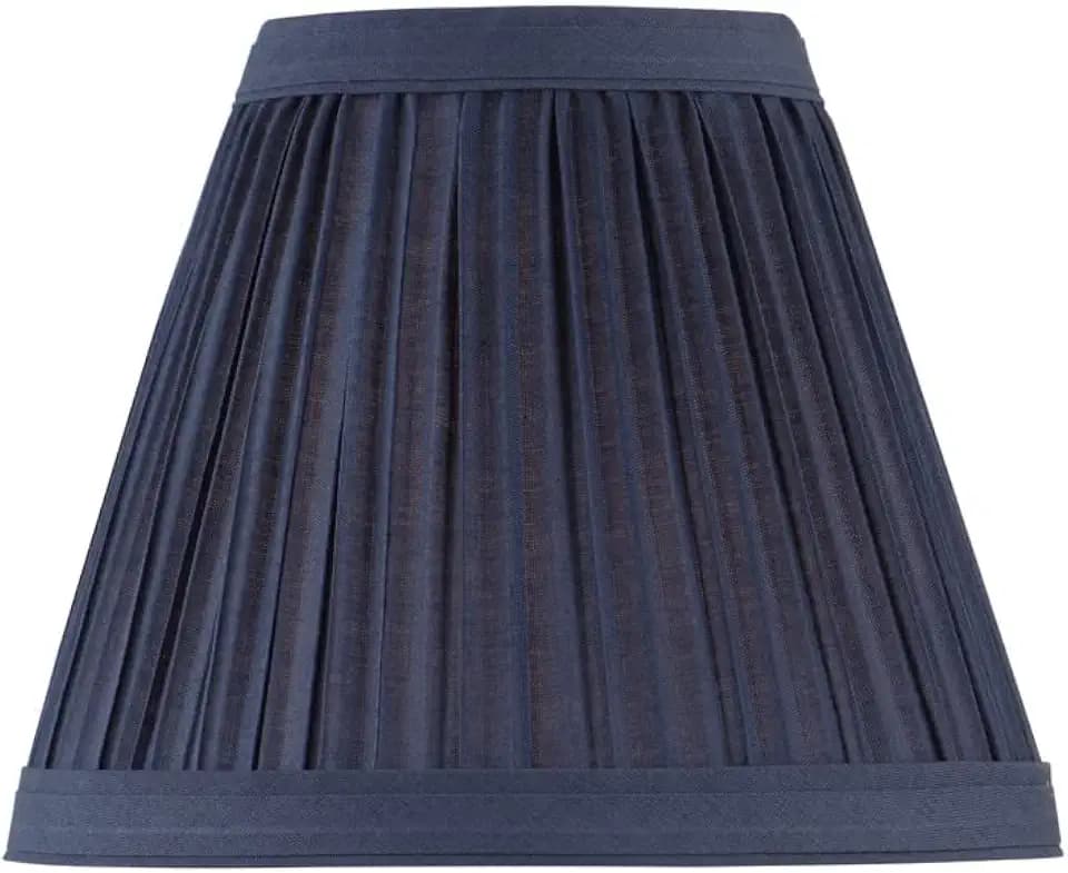 Aspen Creative 33125 Small Pleated Empire Shape Chandelier Clip-On Lamp Shade, Navy Blue, 3" Top x 6" Bottom x 5" Slant