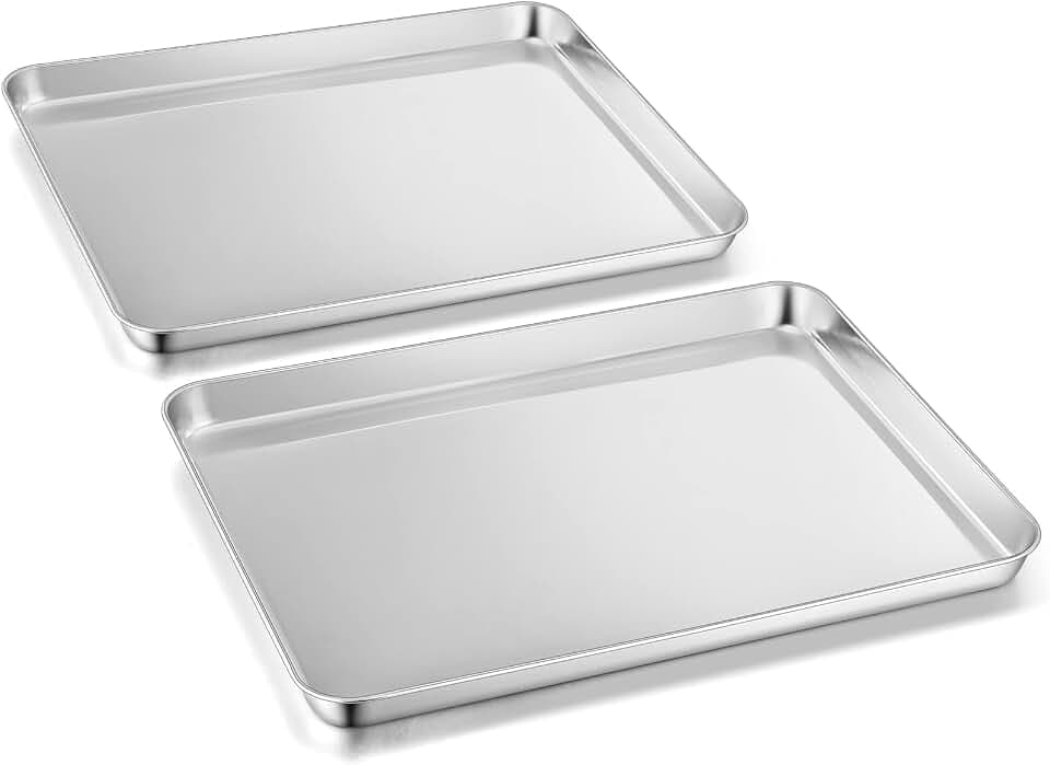 Herogo Edelstahl Großes Rechteckig Backblech 2er Set - 31,4 x 24,6 x 2,5cm