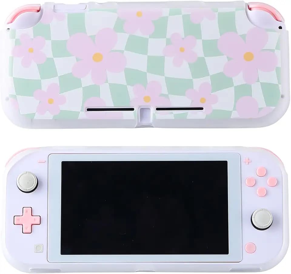 Case for Nintendo Switch Lite Protective Accessories Soft Silicone Cover Shell Compatible ONLY for Switch Lite Sage Green Checker Anti-Drop Shock Proof Aesthetic Protector