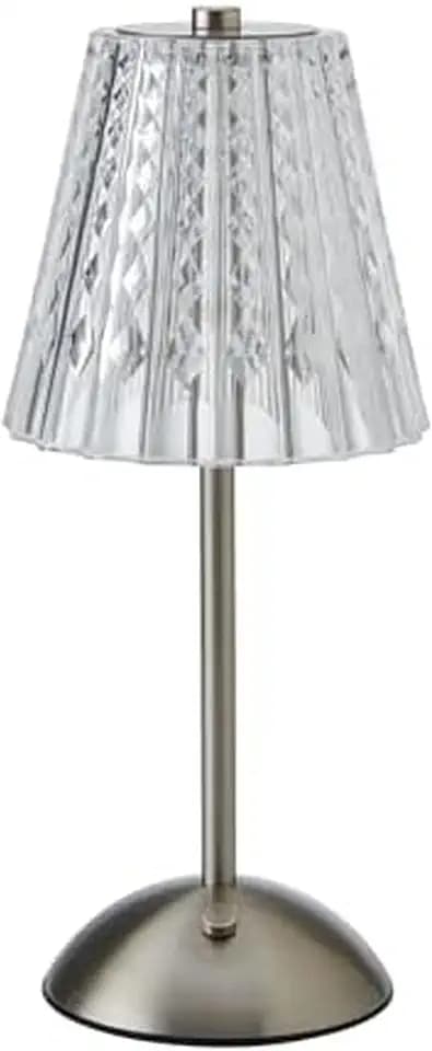 Elements 11.8-Inch Silver Rechargeable LED Table Lamp - Touch Control with 3 Light Colors, Stepless Dimming, Metal Construction, 1200mAh Battery, USB-C Charging