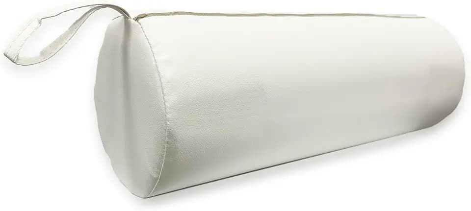 QUIRUMED Rollkissen, 55 x 20 cm, weiß, Kunstleder, ergonomisch, mit Schaumstoff gefüllt, für Yoga, für Fitness, für Massage