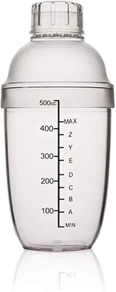 Plastic Cocktail Shaker,Drink Mixer Hand Shaker Cup with Scales,Transparent (1, 17 oz / 500cc)