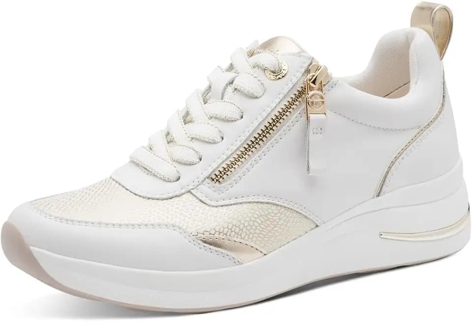 Tamaris Damen Wide Fit Damen Sneaker flach mit Schnürsenkeln mit Reißverschluss