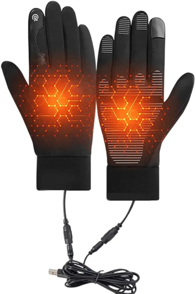 Beheizbare Handschuhe Herren Damen, USB-beheizte Handschuhe Nicht-Slip, wasserdichte Touchscreen-handchuhe-beheizt, Winddicht Fahrradhandchuhe fur kifahren,Wandern,Radfahren,Motorradfahren