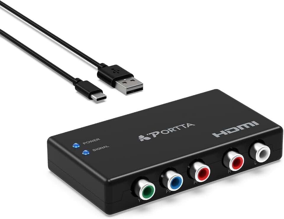 PORTTA 5 RCA YPbPr zu HDMI Video Konverter, Kompatibel mit HDTV, Monitor, Projector