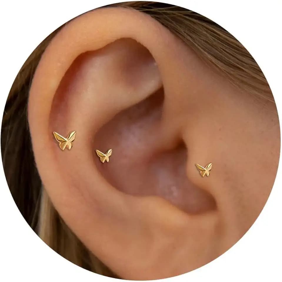 20G/18G/16G Titanium Flat Back Earrings, Threadless Nose Stud Tiny Stud Earrings, Cartilage Tragus Piercing Jewelry Conch Helix Stud