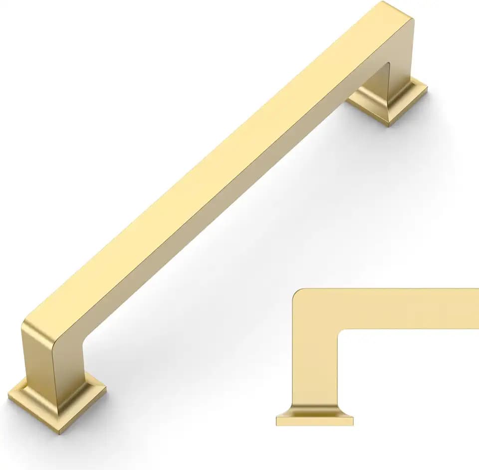 Amerdeco 10 Pack Brushed Gold Cabinet Pulls 5 Inch(128MM) Hole Centers Kitchen Cabinet Handles Cabinet Hardware Kitchen Handles for Cabinets Cupboard Handles Drawer Pulls ZH0019